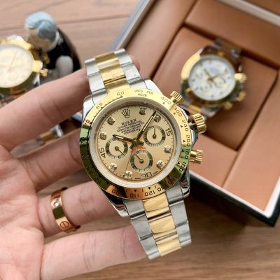 Rolex Daytona 904L Steel 40mm Six Hands Chronograph Two-tone Gold Oyster Band White/Black/Gold Face Watch